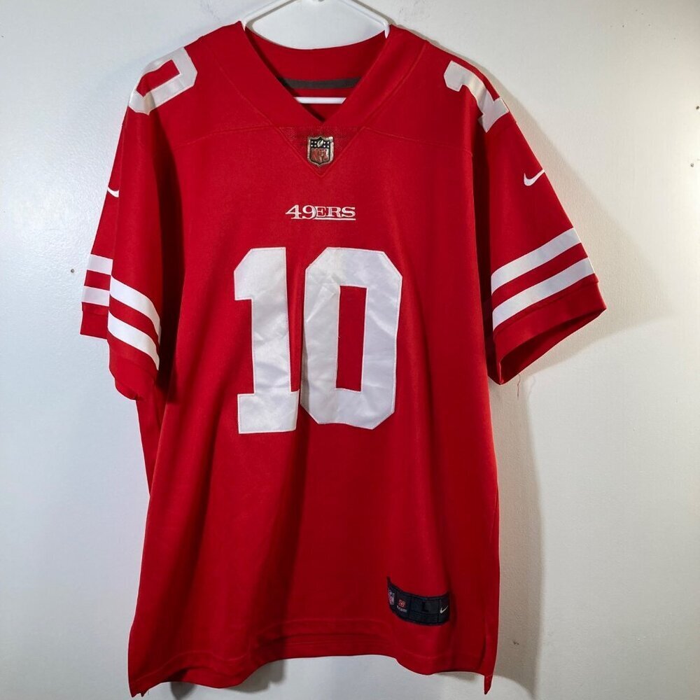 Mens‎ NIke NFL 49ers On Field Jersey 10 Garoppolo Stitched Red White L